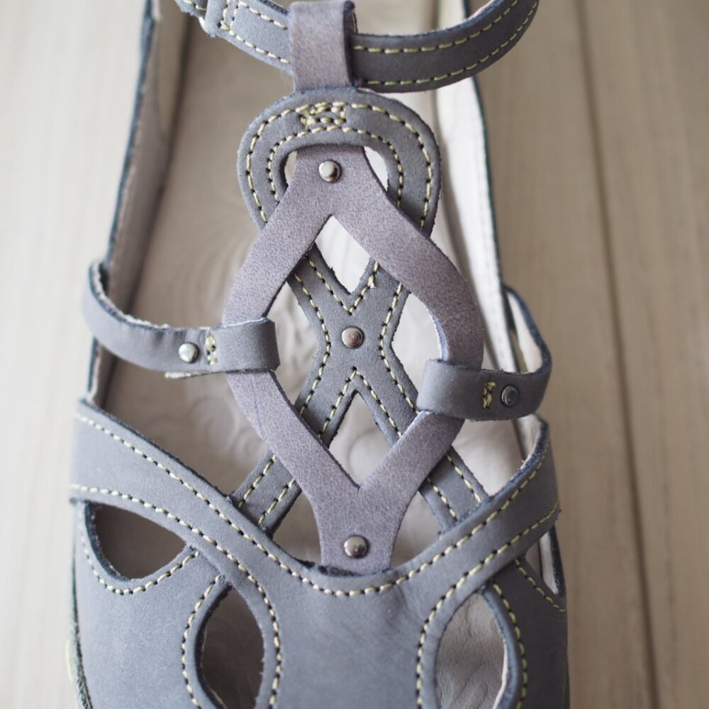 Jambu Sydney Gray Women's Leather Sandals with Cut-Out Design Size 9.5 M - Picture 7 of 14